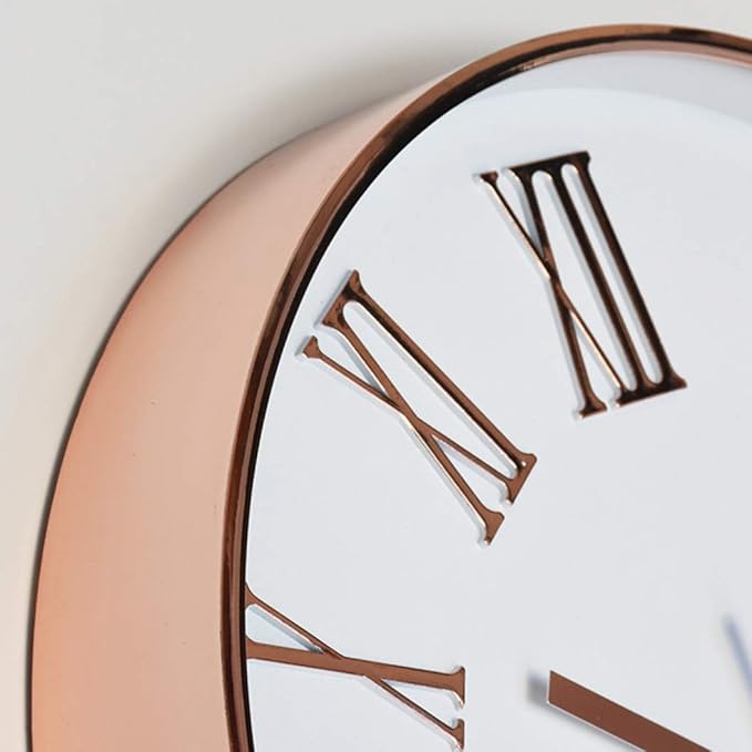 12 Inch Classic Round Clock, Traditional Roman Numeral Quartz Wall Clock, Modern Silent Non-Ticking Home for Living Room/Kitchen/Office Decorative,Gold