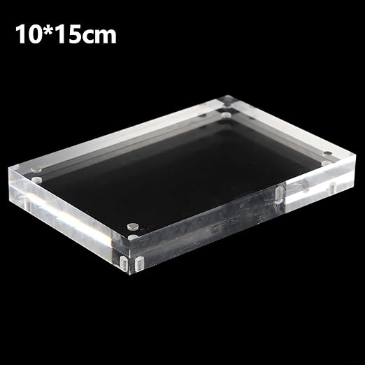 1pc Transparent Acrylic Picture Frame, Frameless Clear Frame Double Sided Magnetic Frame, Free Standing Desktop Display Stand Acrylic Frame (Thickness: 10+10mm)(10 x 15cm)