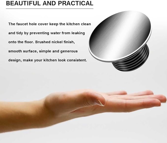 Sink Tap Hole Cover Kitchen Faucet Hole Cover Brushed Stainless Steel (1 to 1.6 Inch in Diameter) (1.10-1.60 inch)