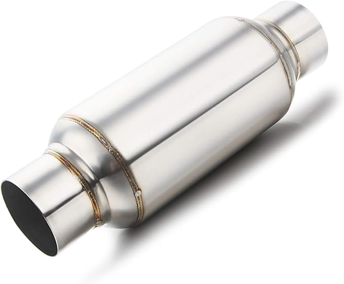LCGP 2.5'' Inlet Outlet Universal Muffler, 11.5'' Overall Length Stainless Steel Resonator