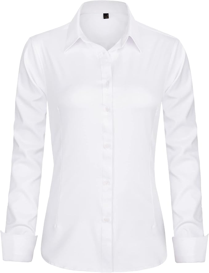 J.VER Womens Dress Shirts Long Sleeve Button Down Shirt Wrinkle-Free Business Casual Blouse Office Work Tops 2K+ bought in past month
