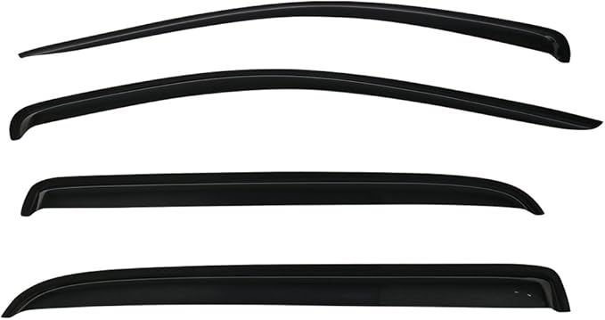 IKON MOTORSPORTS - Window visor compatible with Dodge Ram Mega Cab 2006-2009, slim style, acrylic, unpainted, black, rain cover, wind ventilation air deflector, 2007 and