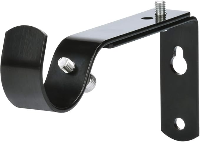 Adjustable Curtain Rod Bracket Or Rod Holder - for 7/8 or 1 Inch Rods-(Black,Set of 4)