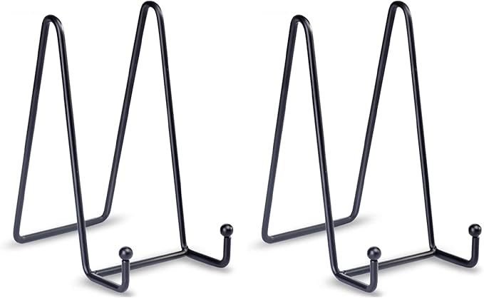 LIONWEI LIONWELI Plate Stands for Display - 6 Inch Metal Easels 2 Pack - Sturdy Tabletop Holders for Decorative Plates, Picture Frames, Books, Tablets, Vinyl Records More - Black
