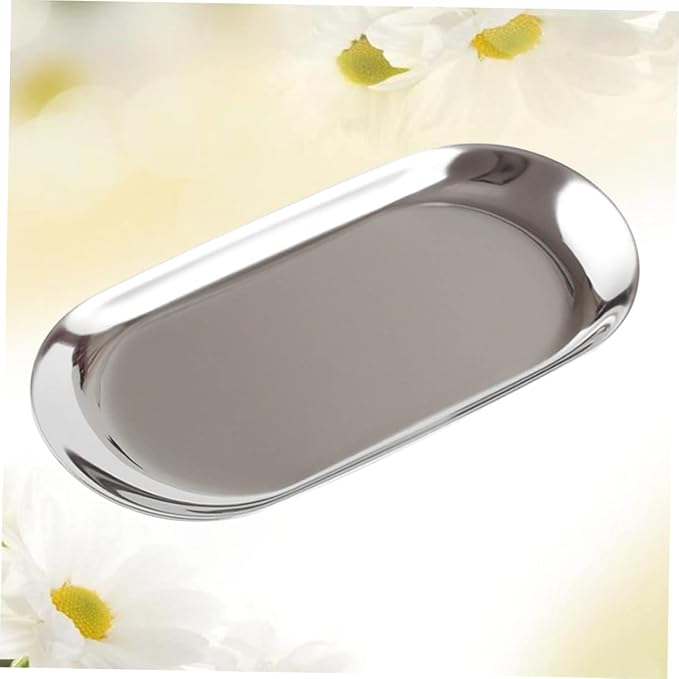 Nordic Wind Large Jewelry Storage Tray Mirror Polished Stainless Steel Snack Tray for Home