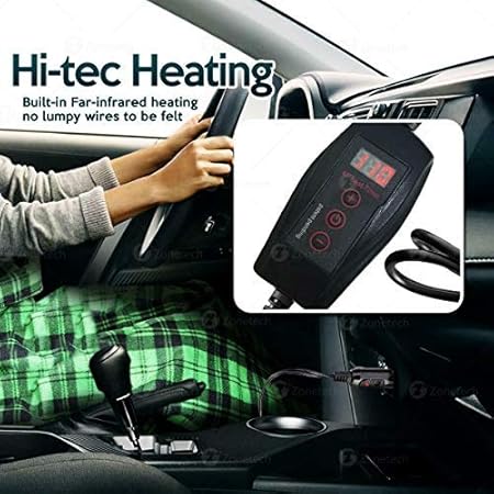 ZONETECH Car Travel Blanket Green Plaid Premium Quality 12V Polar Fleece Material Automotive Comfortable Great for Winter, Cold Days and Nights, Road Trips