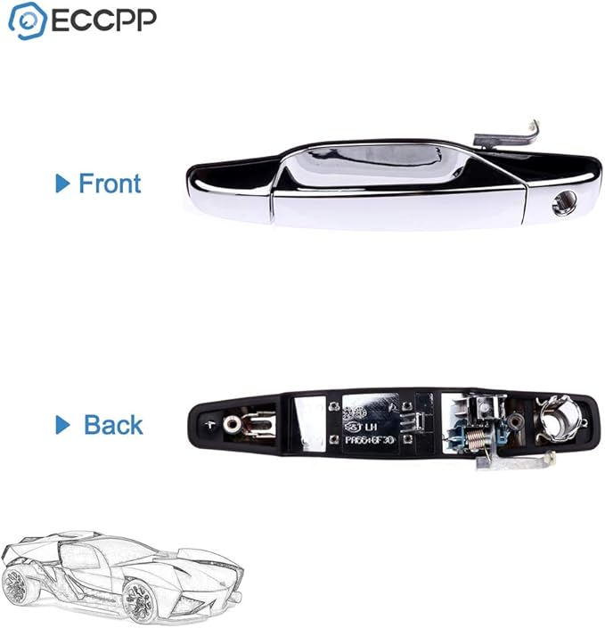 ECCPP Door Handles exterior Outer Front Driver Passenger Side for 2007-2013 for Chevy for GMC for Cadillac Chrome(Pack of 2)