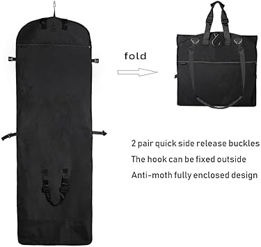 66" Versatile Travelling bags Wedding Dress Travel Garment Bag Tri-Fold Gown Length wHanging Hook Extra Pocket