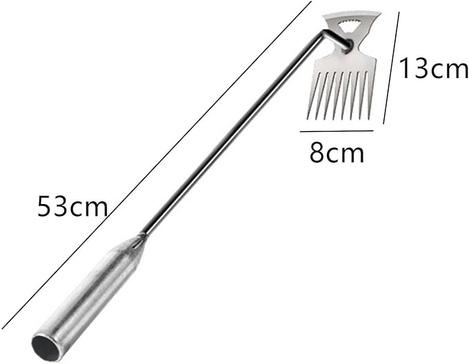 Weeds Puller Weeds Picker Easily Remove Weeds Long Handle Silver Weeds Remover Tool Gardening Hand Weeding Tool for Weeding, 53 cm 8 Teeth