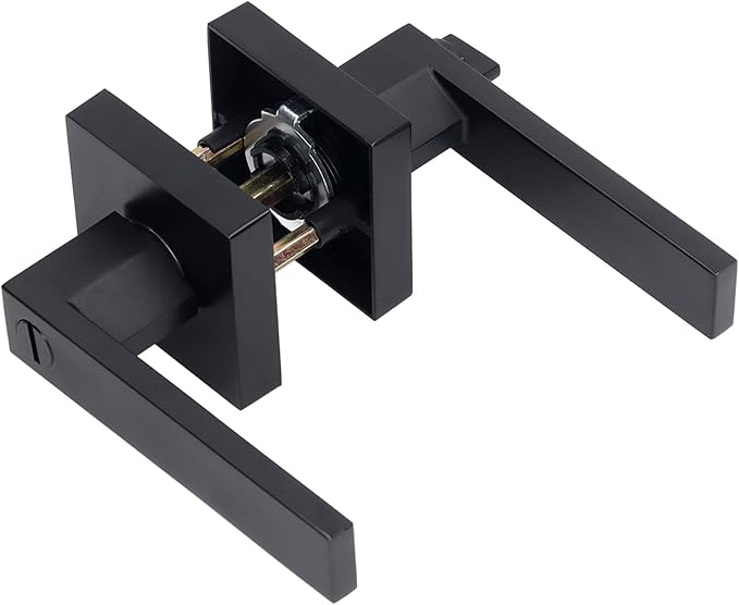 Door Lever Zinc Alloy Brass Sturdy Black Modern Look Indoor Door Handle for Passage Closet Corridor