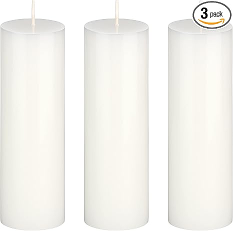 Mega Candles 3 pcs Unscented Solid White Pillar Candles, Hand Poured Premium Wax Candle 2 Inch x 6 Inch, Home Decor, Spas, Weddings, Celebrations, Party, Centerpieces, Holidays, Vigils, Prayers