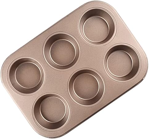 Mini Bund Cake Pan, 6-Cavity Fluted Tube Cake Pan Brownie Bowl Pan Small Round Cake Mold Shortcake Pan for Fall Baking Thanksgiving Bavarois Carbon Steel Cake Pan, Gold