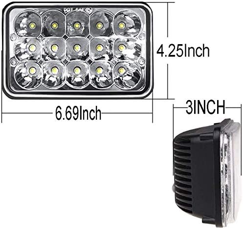 DOT Approved 4PCS 4X6 LED Headlights for Peterbilt 378 357 379 386 340 365 384 (Fits Truck with 4 headlights) H4651 H4642 H4652 H4656 H4666 H4668 H6545 Sealed Beam H4 Plug