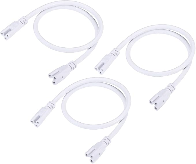 YOKIVE 3 Pcs T5 T8 LED Tube Connector Round Cable, Extendable Cord with Double End Connect Light Tubes, Great for LED Integrated Tubes (White, 1.64-Feet)