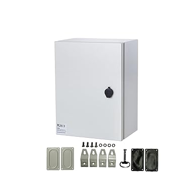 MJBOX Steel Electrical Enclosure Box 12 x 8 x 6'' Carbon Steel Electrical Enclosure Box IP66 Waterproof Dustproof Outdoor Indoor NEMA 4X Carbon Steel Enclosure