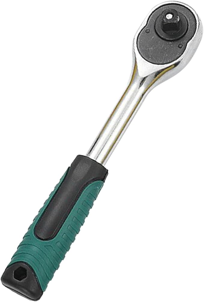 Quick Release Ratchet Wrench, CRV 38 24 Tooth Ergonomic Rubber Handle Auto Repair Tool