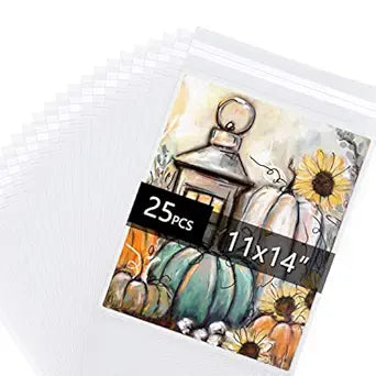 Falling in Art Acid Free 1.496mil (Single Side) Crystal Sealed Clear Bags for 11x14 Art Prints, Photos, 11 37 Inches by 14 38 Inches, 25-Pack