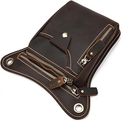 Mens Genuine Leather Outdoor Sporting Hicking Waist Hip Pack Messenger Shoulder Drop Leg Thigh Bag Pouches