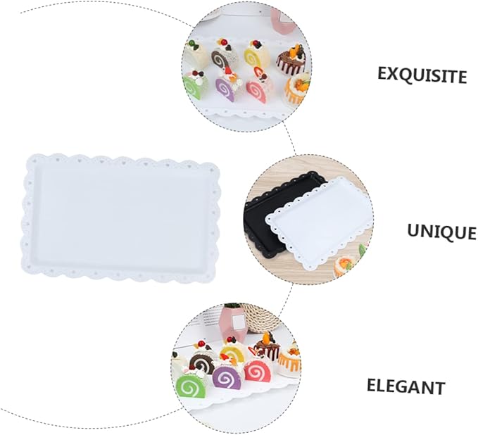 2 Pcs Cake Tray Plate Holder Serving Baking Showcase Dessert Party Trays and Platters Cake Platter Tray for Food Plastic White