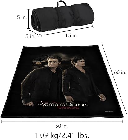 LOGOVISION Vampire Diaries Picnic Outdoor Blanket, 50"x60" Brothers, Foldable Blanket for Picnic, Beach, Camping, Park, Tailgate