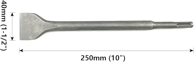 1-12 Inch SDS-Plus Tile Concrete Thinset Scaling Chisel Bit for Floor and Wall Tile Concrete Mortar Thinset Brick 10 Inch Long Flat Chisel Bit 40 x 250mm (1.5" x 10") Chipping Bit