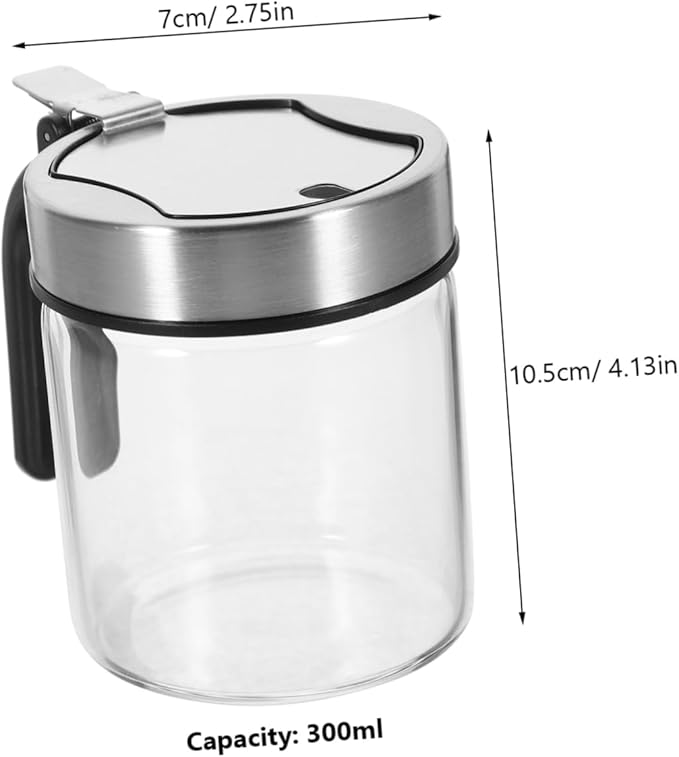 KICHOUSE 300ml Lid Glass Kitchen Seasoning Jar with Spoon Spice Container for Household Use Ideal for Storing Salt Sugar and Seasonings