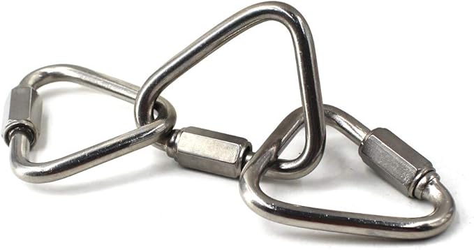 Flomore Delta Quick Link 304 Stainless Steel Triangle Quicklink Chain Connector Screw Lock Carabiner