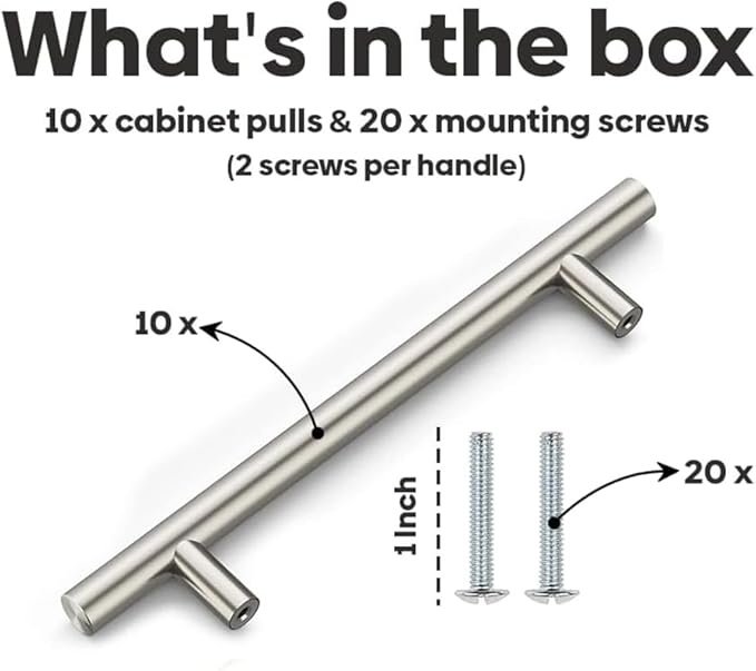Home & Beyond 10 pcs Brushed Nickel Cabinet Pulls 8.6" (220mm) Handle, 6.3" (160mm) Screw Spacing, Kitchen Cabinet Pulls Brushed Nickel, Cabinet Hardware Dresser Handles, Satin Nickel Cabinet Handles