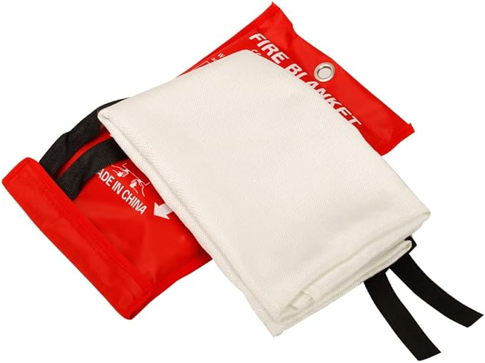 Aksipo Fire Blanket Fiberglass Fire Emergency Blanket Suppression Blanket Flame Retardant Blanket Emergency Survival Safety Cover for Kitchen Home House Car Office Warehouse, 2 Pack (39.3X 39.3 inch)