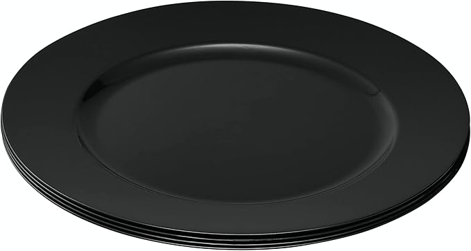 13'' Charger Plates Black Plastic Heavy Duty Disposable Dinner Chargers Serveware Dishes Platters Tableware Pack of 12
