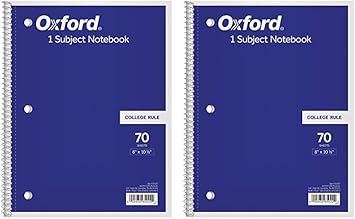 Oxford 1-Subject Notebook, 8 x 10-12, College Rule, 70 Sheets (65022) (Pack of 2)