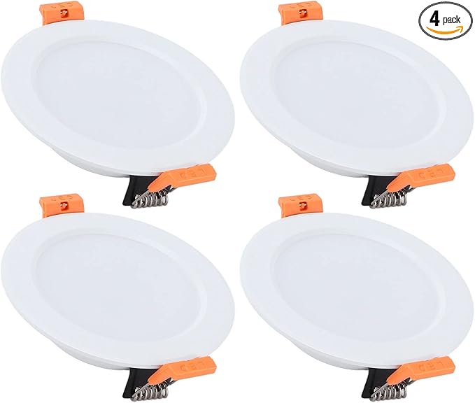 4 Pcs 4in RV Ceiling Dome Light 300LM 6000K Round Downlight Car Interior Lighting WhiteRV Recessed Downlight for Caravan Yacht DC 12V 3W