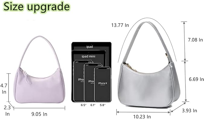 Shoulder Bags for Women, Cute Hobo Tote Handbag Mini Clutch Purse with Zipper Closure