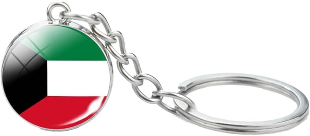 Asian Countries Flag Keyrings Stylish Pendant Keychain Unique Ethnic Style Key Rings Ornament Accessory for Men Women, Kuwait 6
