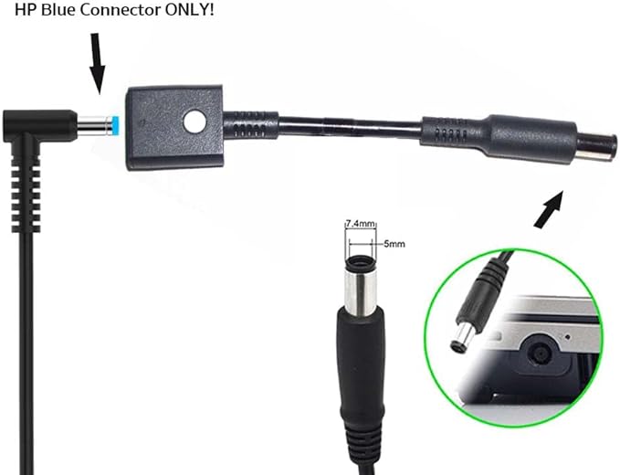 AC Power Cord Charger Laptop Adapter Tip Connector Converter for HP Pavilion Envy EliteBook Compaq Business NotebookThin Client Female Blue tip 4.5mm to 7.4mm