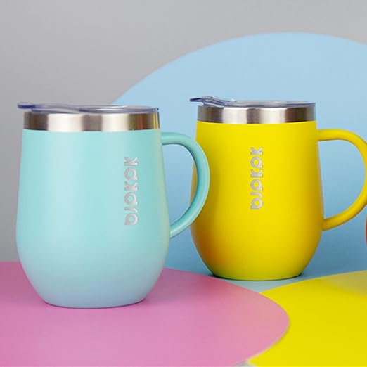 BJPKPK 2 pcs Insulated Coffee Mug, 12 oz Stainless Steel Insulated Coffee Tumbler with Lid for Hot Drinks Cold Drinks-Gray