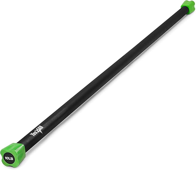 Yes4All Total Body Workout Weighted Bar, Resistance Band Bar, Racks for Strength Training, Exercise Bar for Yoga in Home and Gym - Single/Combo
