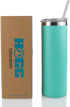 Hogg 20oz Powder Coated Skinny Tumbler, DIY, Customizable, Reusable, Double Wall Insulated, Colored Tumblers (Mint)