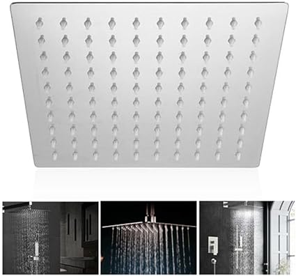 Magik 81012'' Stainless Steel Flow Rainfall Square Shower Head Full Body Coverage (8 Inches)
