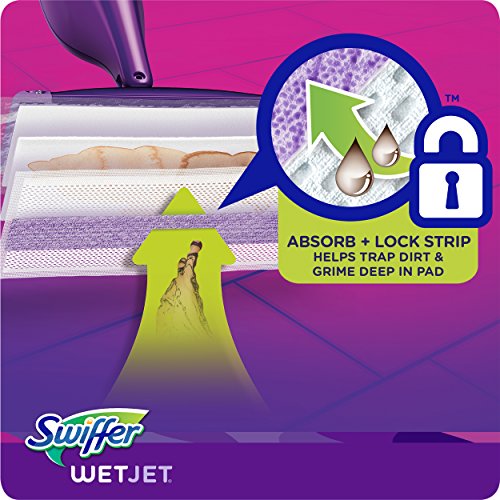 Swiffer Wet Jet Mop Cleaning Pads Refill, Floor Cleaner for Mopping Wood, Laminate, Tile in Home, Bathroom, Kitchen, All Purpose Multi-Surface Spray Mop Pad for Floor Cleaning, 24ct (box slightly damaged)