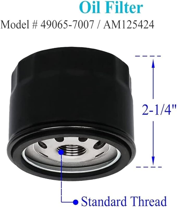 2 Pack 49065-0721 49065-7007 Oil Filter with Fuel Filter Compatiable with Kawasaki FR691V FR730V FR651V FR541V FR600V FX600V FS730 FX600V 4 Cycle Engine AM125424 GY20577 Lawn Mower Engine Parts