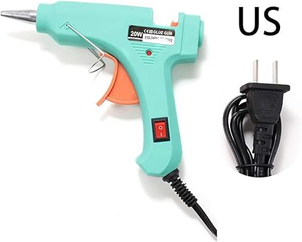 1 set 20W Hot Melt Glue Gun With Glues Stick Industrial Craft Mini Guns Thermo Electric Heat Temperature Tool For DIY Jewelry Making (Green-US)