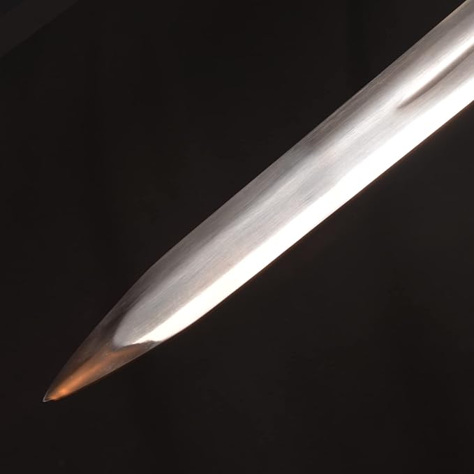 Full Metal Geralt's Silver Steel Sword 125cm/48.8 inches, Runes Engraved on The Blade, Stainless Steel,White Wolf Sword,Aerondight Silver Sword Handmade Anime Cosplay Prop for Display and Collection