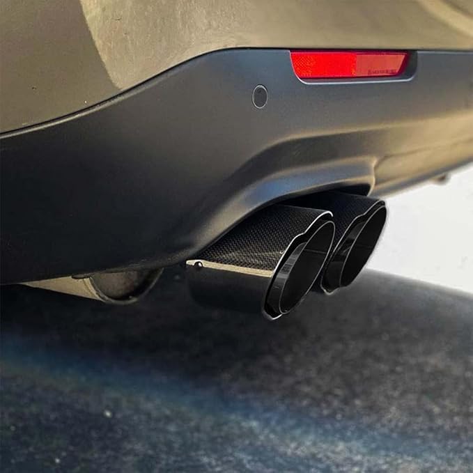 A-KARCK Carbon Fiber Exhaust Tip 2.5" Inlet to Dual 3.5" Outlet, High Temperature Resistance 9.8" Long Stainless Steel Tailpipe tip, Set of 2