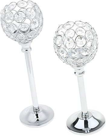 2PcsSet Crystal Mosaic Candle Holder Candelabra Countertop Tabletop Candlestick Holders