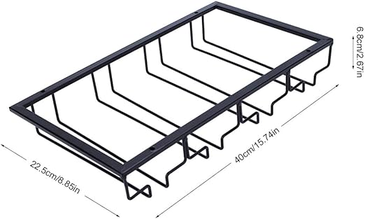 15.74 * 8.85 * 2.67In Black Wine Glass Rack Wine Glass Rack, Wine Glass Holder, Large Capacity Restaurant Decoration Goblet Holder for Wine Cabinet Bar