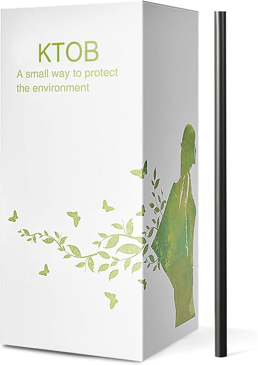 200 Count 100% Compostable Plant-Based PLA Straws-KTOB Biodegradable Black Cocktail Drinking Plasticless Straws-Eco Friendly Plastic Bar Straws