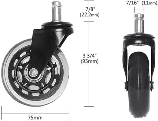 Caster Wheels,Trolley Wheels,2pcs 3 Inch Office Chair Caster Wheels Swivel Rubber Caster Wheels Soft Mute Safe Rollers Furniture Hardware BC-L (Color : Universal Wheel)