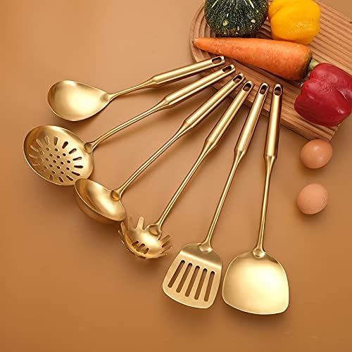 Rice Paddle, 304 Stainless Steel Rice Spoon, Gold Rice Serving spoon Metal Rice Scooper, Non-Stick Rice Spatula, Matte Finish