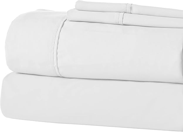 Modern Threads Soft Microfiber Solid Sheets - Luxurious Microfiber Bed Sheets - Includes Flat Sheet, Fitted Sheet with Deep Pockets, Pillowcases White Queen